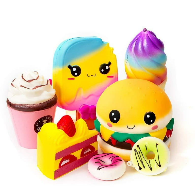 YOYI slow rising jumbo squishies toys set - 9 pack soft kawaii squishy  hamburger popcorn cake ice cream donut stress relief squeez