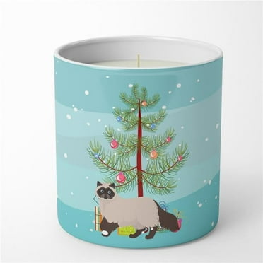 Carolines Treasures CK4593CDL 3.75 x 3.25 in. Unisex Colorpoint Persian Style Hymalayan Cat Merry Christmas 10 oz Decorative Soy Candle