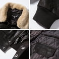 thumbnail image 5 of FLAVOR Men's Real Leather Bomber Jacket with Removable Collar Aviator (M, Dark Brown), 5 of 6