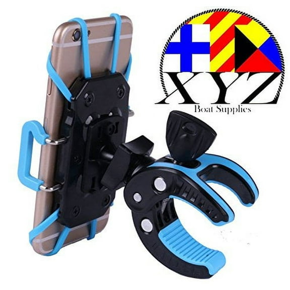 XYZ Boat Supplies Cell Phone Mount/Holder for Motorcycle/Bike Handlebars/Boat, Iphone, Samsung, Smart Phone, (Blue)
