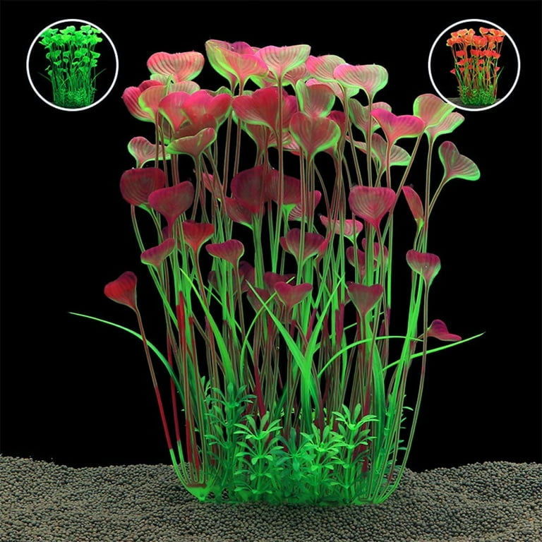 QUMY Aquarium Plants Plastic Artificial Fish Tank Plants Decoration Set For All Fish 14 PCS