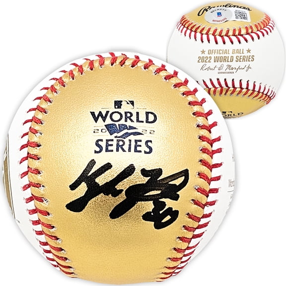 Kyle Tucker Autographed Official 2022 Gold World Series Gold MLB Baseball Houston Astros Beckett BAS Witness 215400