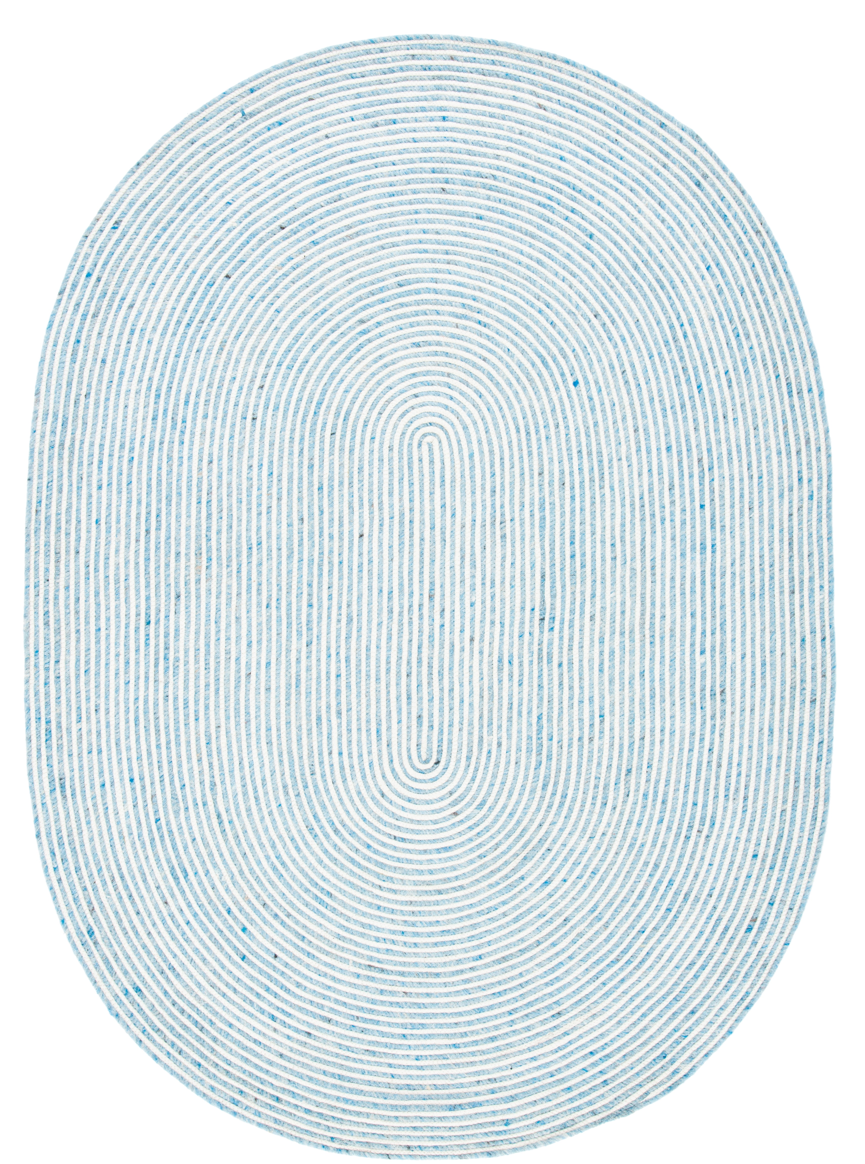 SAFAVIEH Braided Beuregard Solid Reversible Area Rug, Blue/Ivory, 6' x 9' Oval