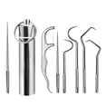 thumbnail image 2 of Stainless Steel Dental Pick Set, Portable Teeth Cleaning Tool Kit, Reusable Tooth Picks with Storage Case for Oral Care, 2 of 9