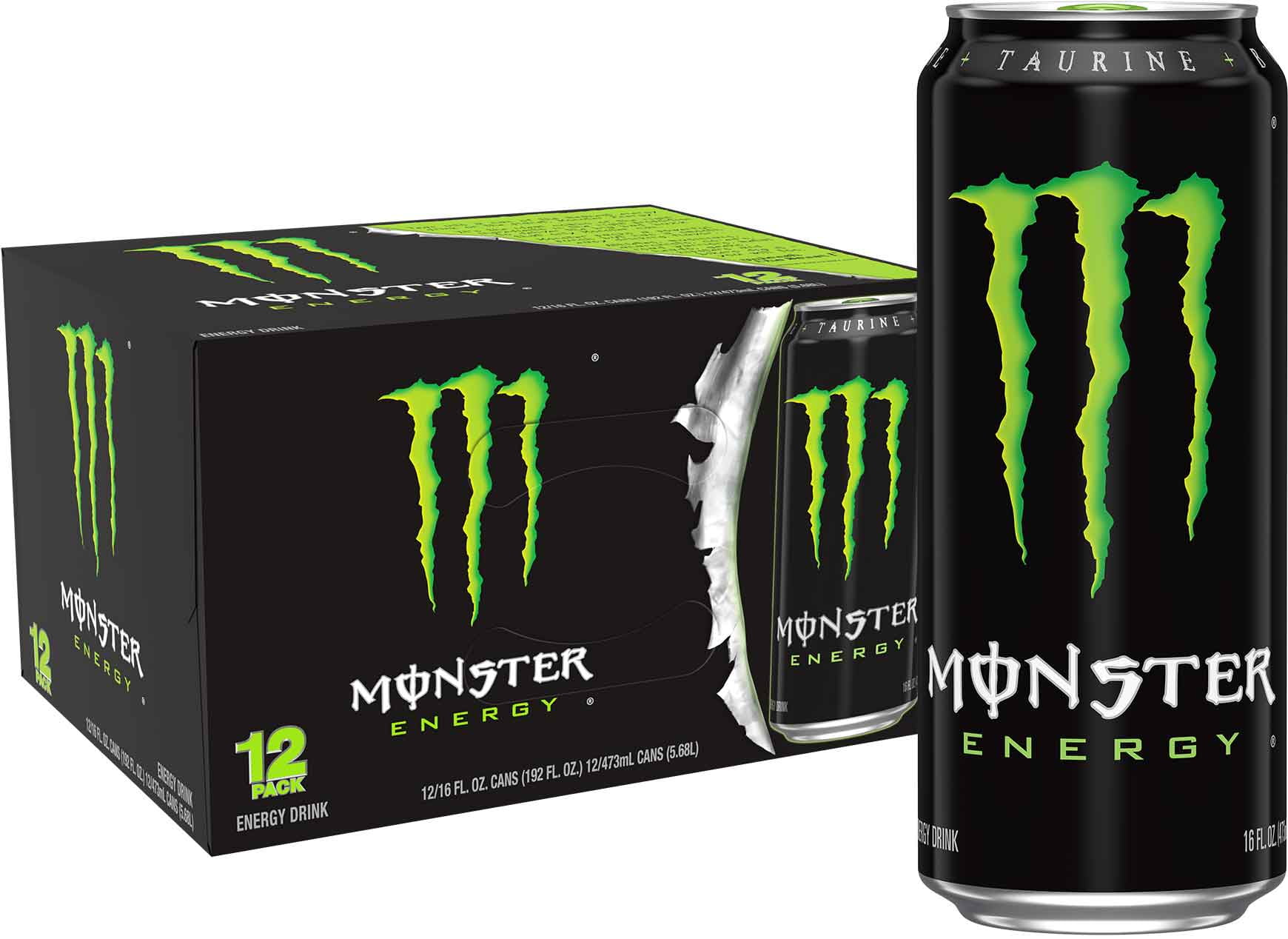 Monster Energy Drink, Original, 16 fl oz, 24 Cans - Powerful