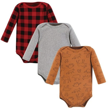 

Hudson Baby Infant Boy Cotton Long-Sleeve Bodysuits Into The Woods Prints 3-Pack 0-3 Months