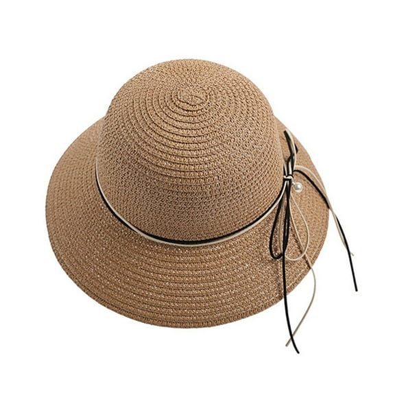 Soimiss Khaki Straw Woven Sun Hat for Adults Lightweight Breathable Outdoor Beach Travel