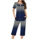 thumbnail image 2 of Conjunto de Pijama de las Mujeres Suelto Impreso Cuello Redondo Botón Hasta Capris, Dos Piezas Conjunto de Pantalones Cortos para Casual Y Sueño, 2 of 5