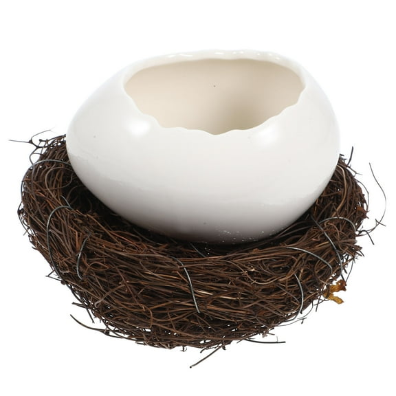 Hemoton Ceramic Salad Bowl with Broken Eggshell Design and Nest Egg Shell Dessert Bowl for Restaurants