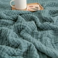 thumbnail image 3 of EMME Cotton Throw Blanket for Couch Soft Muslin Blankets 50"x60" Lightweight Breathable Blanket All Season Gauze Blanket, Teal, 3 of 8