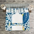 thumbnail image 3 of Ambesonne Letter H Quilted Bedspread Set 3 Pcs, Azulejo Frame, King Size, Blue Yellow Orange, 3 of 3