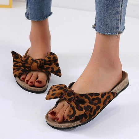 

Fjofpr Slippers for Women Women Fashion Bow Tie Flat Thick Bottom Sandals Slipper Beach Home Shoes Hot