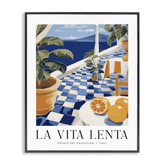 Stupell Industries Modern Classic Italian Summer Sea Black Framed Giclee Art, 11 x 14, by Lettered and Lined