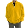 thumbnail image 2 of Mens Crewneck Sweatshirts Quarter Zip Solid Color Fashion Casual Loose Fit Shirts Comfoty Soft Long Sleeve Y2K Outfits Spring Fall Pullover Tops Yellow XL, 2 of 6