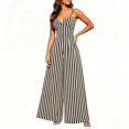 thumbnail image 2 of PBFRDSJ Women's Summer Striped Tube Romper Backless Adjustable Spaghetti Strap Tie Back Rompers Boho Flowy Loose One Piece Jumpsuits, 2 of 7