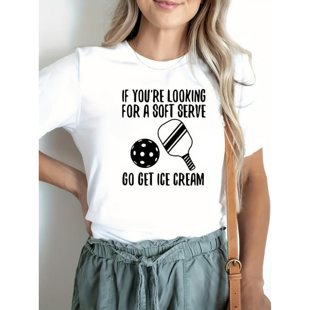 Camiseta informal de manga corta con cuello redondo y estampado "Si buscas un helado suave, ve a por un helado". Ideal para adultos, hombres, mujeres, adolescentes y jóvenes.