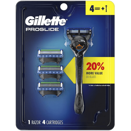 Gillette Fusion Proglide Razors For Men, 1 Gillette Razor, 4 Razor Blade Refills, Shields Against Skin Irritation