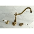 thumbnail image 2 of Kingston Brass KS1023PL Heritage Two-Handle Wall Mount Roman Tub Faucet, Antique Brass, 2 of 8