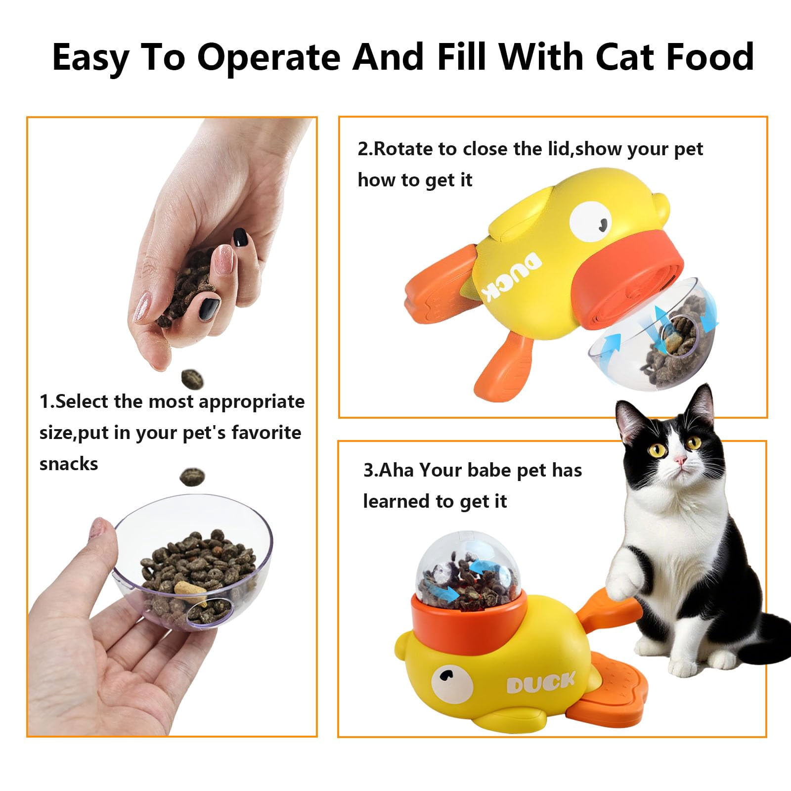 Duck Treat Dispenser Dog Puzzle Toy, Interactie Slow Feeder for Small Medium Dogs Cats to Preent Bloating, Mental Stimulation Training Toy with Adjustable Treat Slots, Yellow