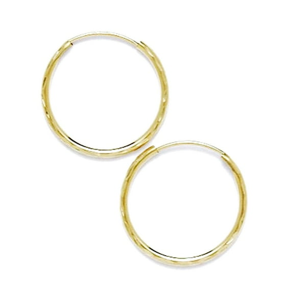 14k Yellow Gold 16mm Round Hoop Earrings Hoop Earring for Women