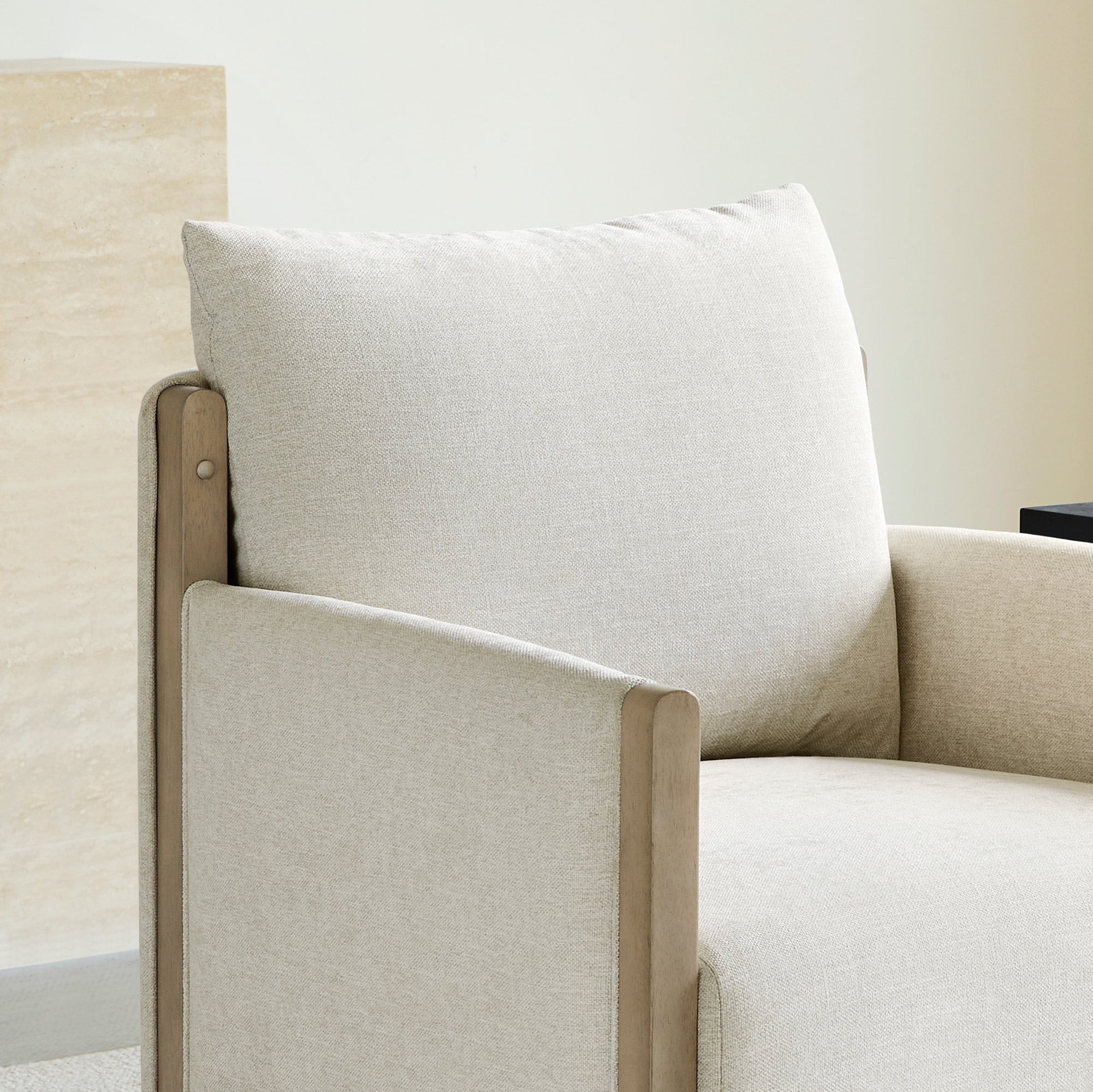 Spruce & Spring Mid-Century Modern Swivel Accent Chair with Curved Back and Upholstered Arms Single, Linen&Grey Wood