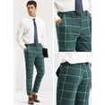 thumbnail image 5 of Unique Bargains Men's Plaid Tapered Pants Zipper Flat Front Formal Dress Pants 30 Green, 5 of 6