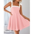 thumbnail image 2 of Vestido ZESICA para mujer, verano 2025, estilo bohemio, cuello cuadrado, rosa, 2 of 7