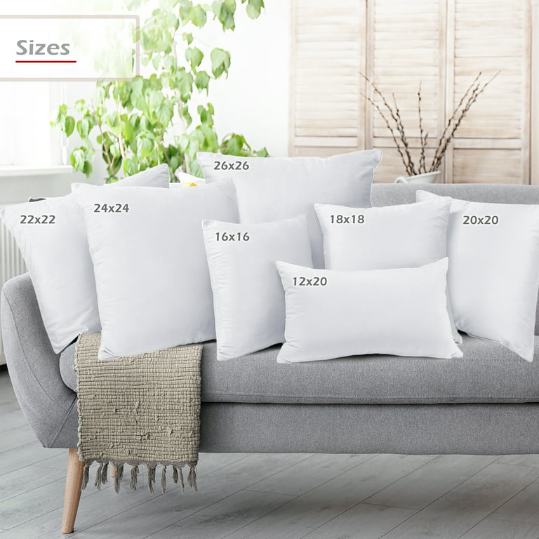 Lane Linen Throw Pillow Insert - Pack of 2 16x16 Pillow Inserts for Decorative Pillow Covers, Throw Pillows Insert for Couch - White