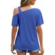 thumbnail image 4 of Camiseta con hombros descubiertos para mujer, Top informal de verano tipo suelto a la moda para uso diario, azul L, 4 of 6