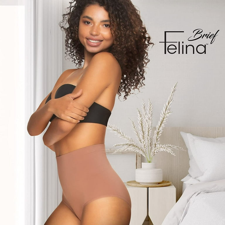 Felina Women's Seamless Shapewear Brief | Panty Tummy Control (Black, Large)