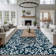 thumbnail image 3 of Navy Blue Spring Floral Area Rugs 5'x8', Washable Small Throw Rugs for Classroom Bedroom, Farmhouse Flowers Elegant Pastoral Indoor Outdoor Rug Non-Slip Low Pile Carpet Runner Reversible Floor Mats, 3 of 8