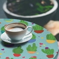thumbnail image 3 of Ambesonne Tropical Emoji Fitted Round Tablecloth, Cactus Hearts Flower, 36"- 40" Diameter, Fern Green Mustard, 3 of 5