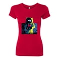 thumbnail image 2 of Wild Bobby, Colorful Cosmic Neon Astronaut Lunar Spaceman Moon Galaxy, Fashion, Women Slim Fit Junior Tee, Red, XX-Large, 2 of 4