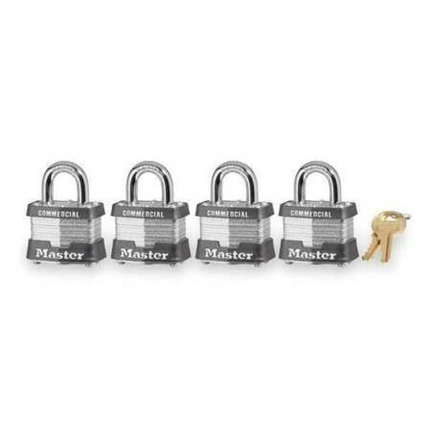 MASTER LOCK Keyed Padlock,Alike,19/16"W,PK4