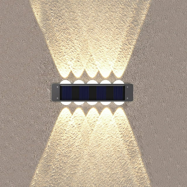 4 Luces Solares de Pared | Lámparas Led Impermeables para Exteriores | Apliques Modernos de Plástico Negro | Iluminación Solar Vertical para Jardín, Porche, Patio, Pasarela
