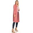 thumbnail image 2 of MOA COLLECTION Women's Solid Casual Loose Fit Long Sleeve Pocket Open Front Duster Cardigan, 2 of 5