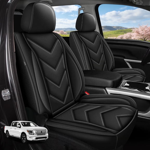 Full Set Custom Fit for Nissan Titan Seat Covers 2017-2026 5 Seat Waterproof Leather Car Seat Cover - Compatible with Titan Seat Cover Crew Cab and Extended Cab