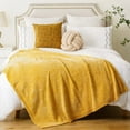 thumbnail image 4 of Battilo Mustard Yellow Throw Blanket,Chenille Knitted Throws for Bed Sofa,Summer Blanket, 51"x67", 4 of 9