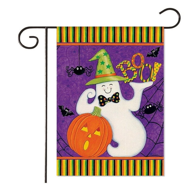 Decoración de Halloween arreglo de escena Bandera de jardín ambiente festivo Banner de jardín 30*45cm (11,81 pulgadas * 17,71 pulgadas)