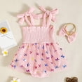 thumbnail image 3 of Hienoo Newborn Girls Summer Smocked Mesh Romper Dress with Headband Set Casual Outfits, 3 of 5