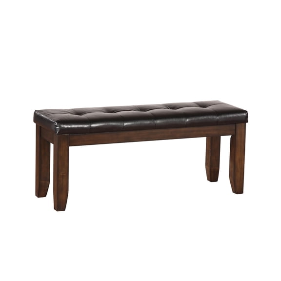 Kingfisher Lane Faux Leather Dining Bench in Black and Espresso