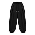 thumbnail image 5 of Women's Baggy Sweatpants Y2K Pleated High Waist Drawstring Jogger Pants Soft Casual Street Athletic Pants with Pockets Fall Outfits Black, 5 of 8