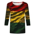 thumbnail image 4 of LYEAA Women Black Heritage Graphic Tee 3/4 Sleeve Round Neck Cotton Shirt Loose Fit Casual Tops African American Cultural Apparel Multicolor XXXXXL, 4 of 5
