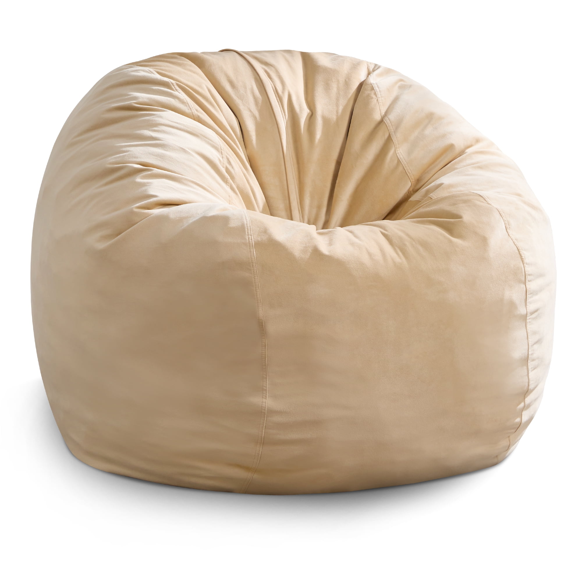 4FT Bean Bag Chair Bean Bag Chairs for Adults Giant Bean Chairs with Velvet Cover, Memory Foam BeanBag Chair Fluffy BeanBag Chairs for Living Room, Bedroom - Khaki (44" x 44" x 24")