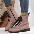 thumbnail image 5 of jsaierl British Style Solid Color Lace-up Boots Side Zip Casual Wedge Heel Women's Boots, 5 of 9
