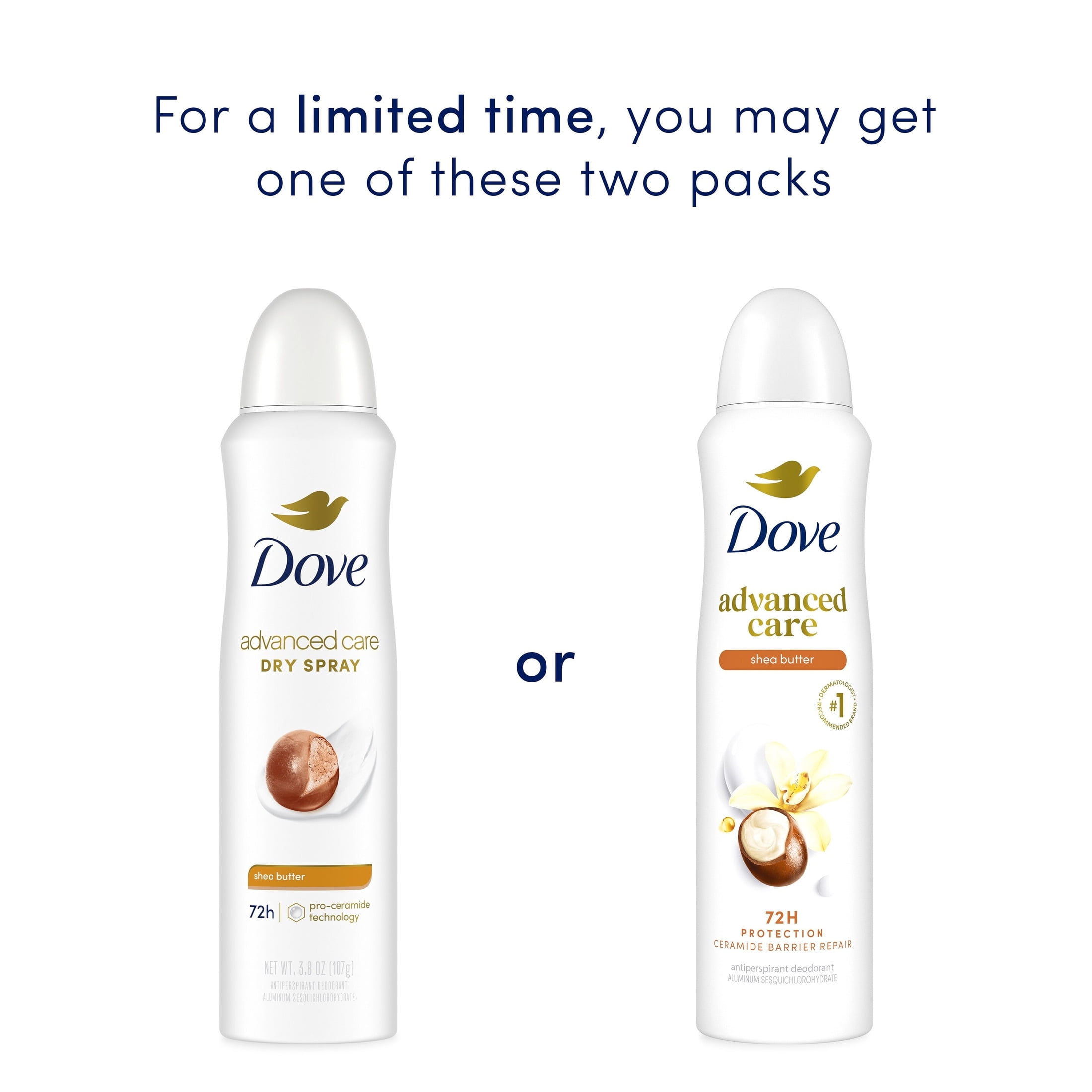 Dove Advanced Care Antiperspirant Deodorant Spray Antiperspirant Deodorant For Helping Skin Barrier Repair Shea Butter 72-hour Antiperspirant Deodorant For Soft Underarms ,3.8 oz