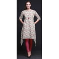 thumbnail image 5 of Bimba Pink Leaves & Magnolia Floral Women Kurtas Ethnic Printed Asymmetric Summer Wear Tops For Women Medium, 5 of 6