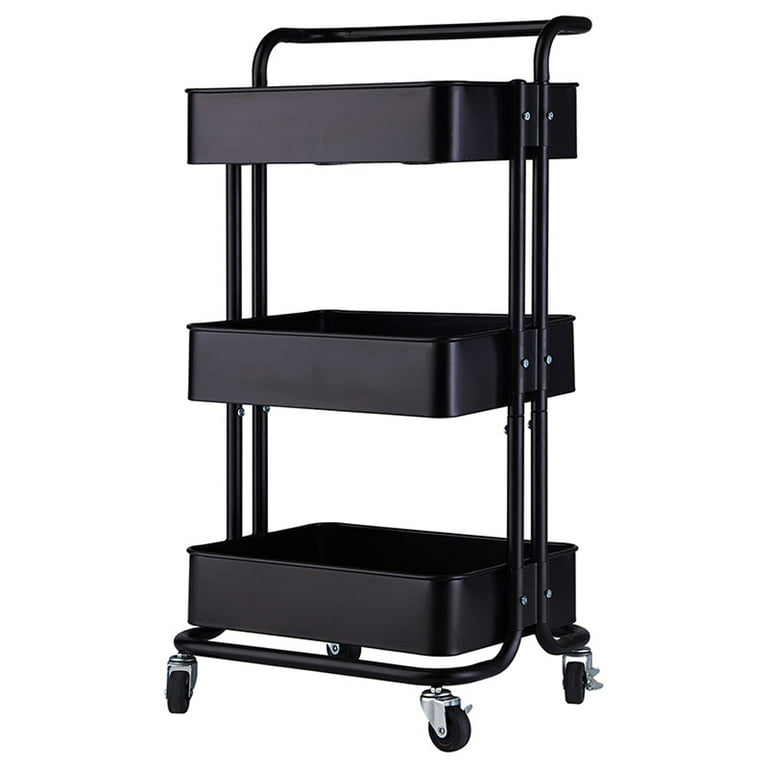 Foldable Storage Rack Rotatable Mobile Snack Organizer Trolley