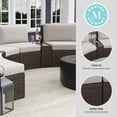 thumbnail image 4 of Martha Stewart Set of 2 Indoor-Outdoor Modular Patio Curved Sectional Sofa Seats and Side Table in Brown Rattan Wicker with Tan All-Weather Cushions, 4 of 13