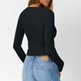 thumbnail image 4 of Resicozy Long Sleeve Henley Shirts for Women Fall Spring Ribbed Tops Casual Blouses Basics Tees Cute Solid Sweaters Black XL, 4 of 5